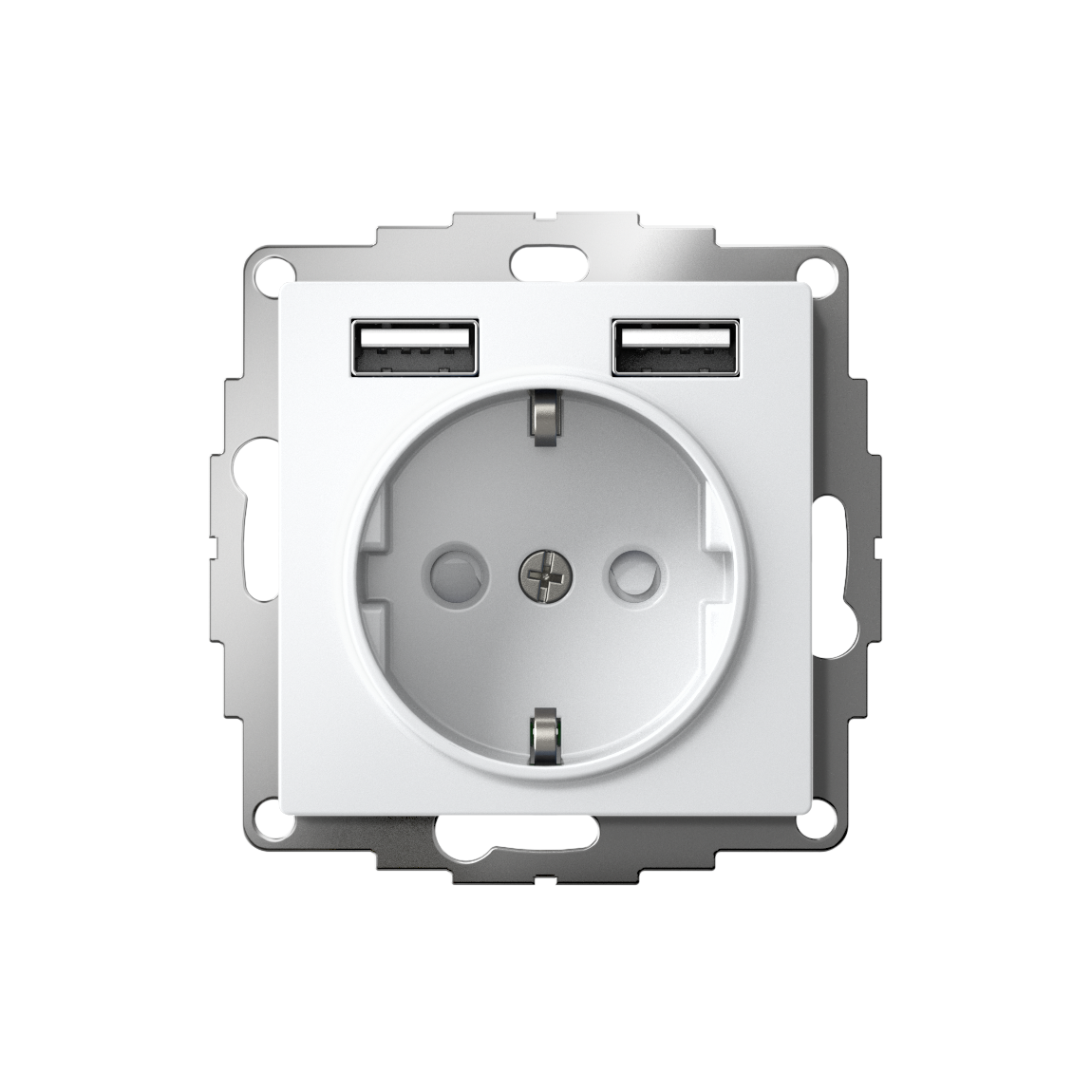 ATLASDESIGN РОЗЕТКА 16А c 2 USB A+A, 5В/2,4А, 2х5В/1,2А, механизм, БЕЛЫЙ