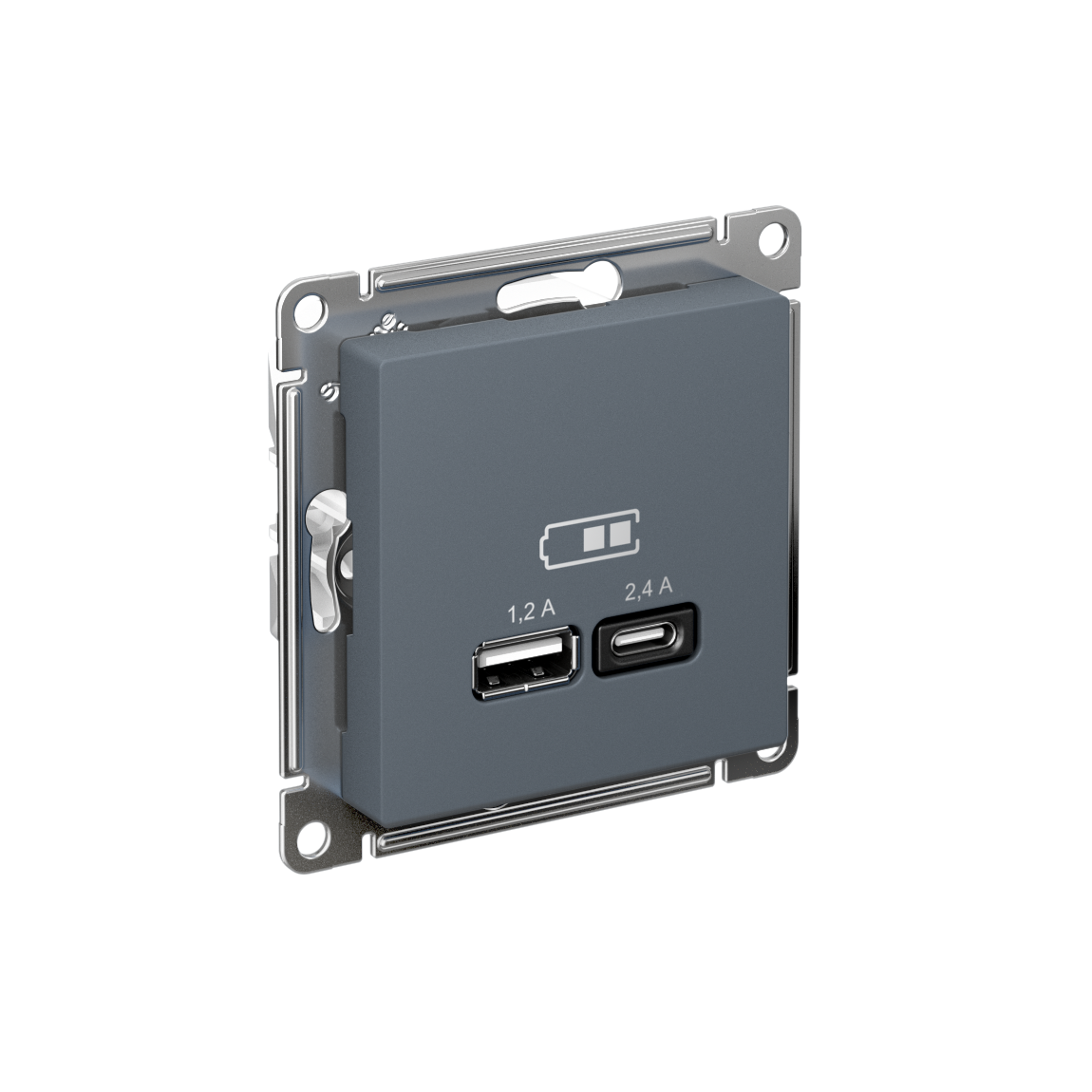 ATLASDESIGN USB РОЗЕТКА А+С, 5В/2,4А, 2х5В/1,2А, механизм, ГРИФЕЛЬ