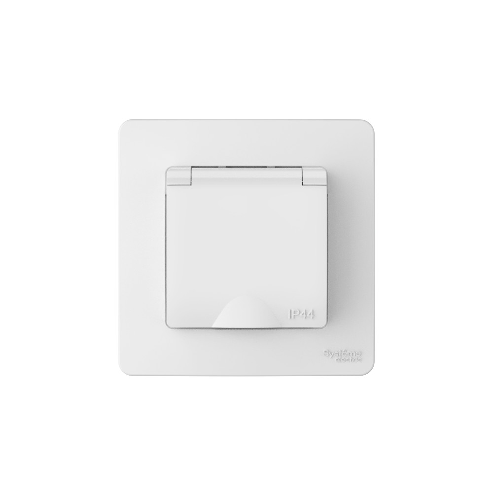 BLANCA С/У IP44 РОЗЕТКА с заземлением со шторками, с крышкой, 16А, 250В, БЕЛЫЙ