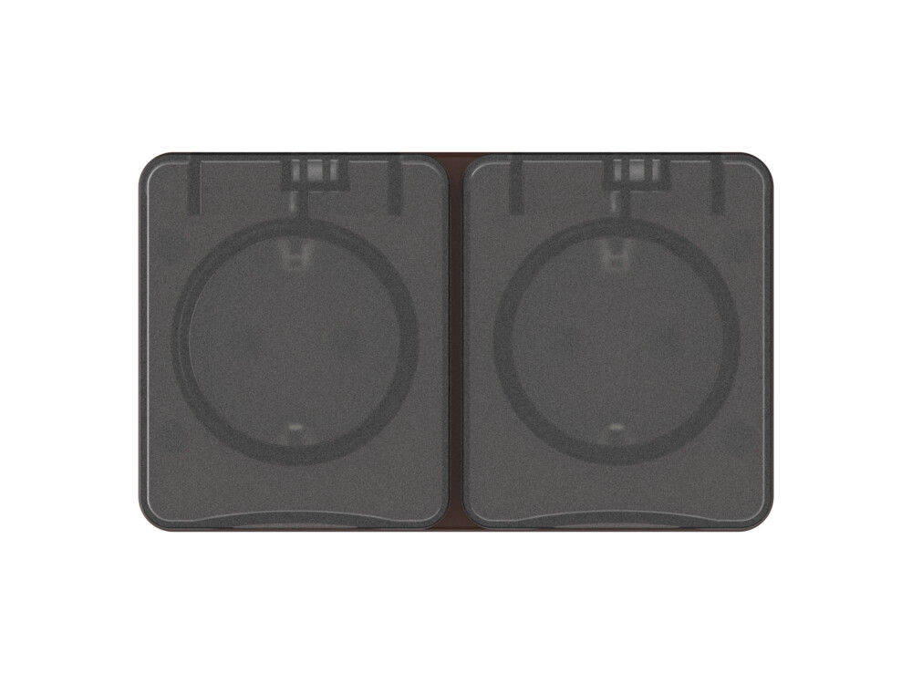 ATLASDESIGN PROFI IP54 О/У РОЗЕТКА двойная с заземлением со шторками, 16А, КОРИЧНЕВЫЙ
