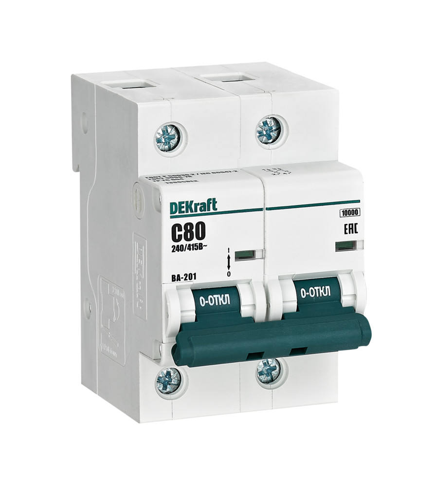 Автоматический выключатель ВА-201 2P 80А C 10кА
