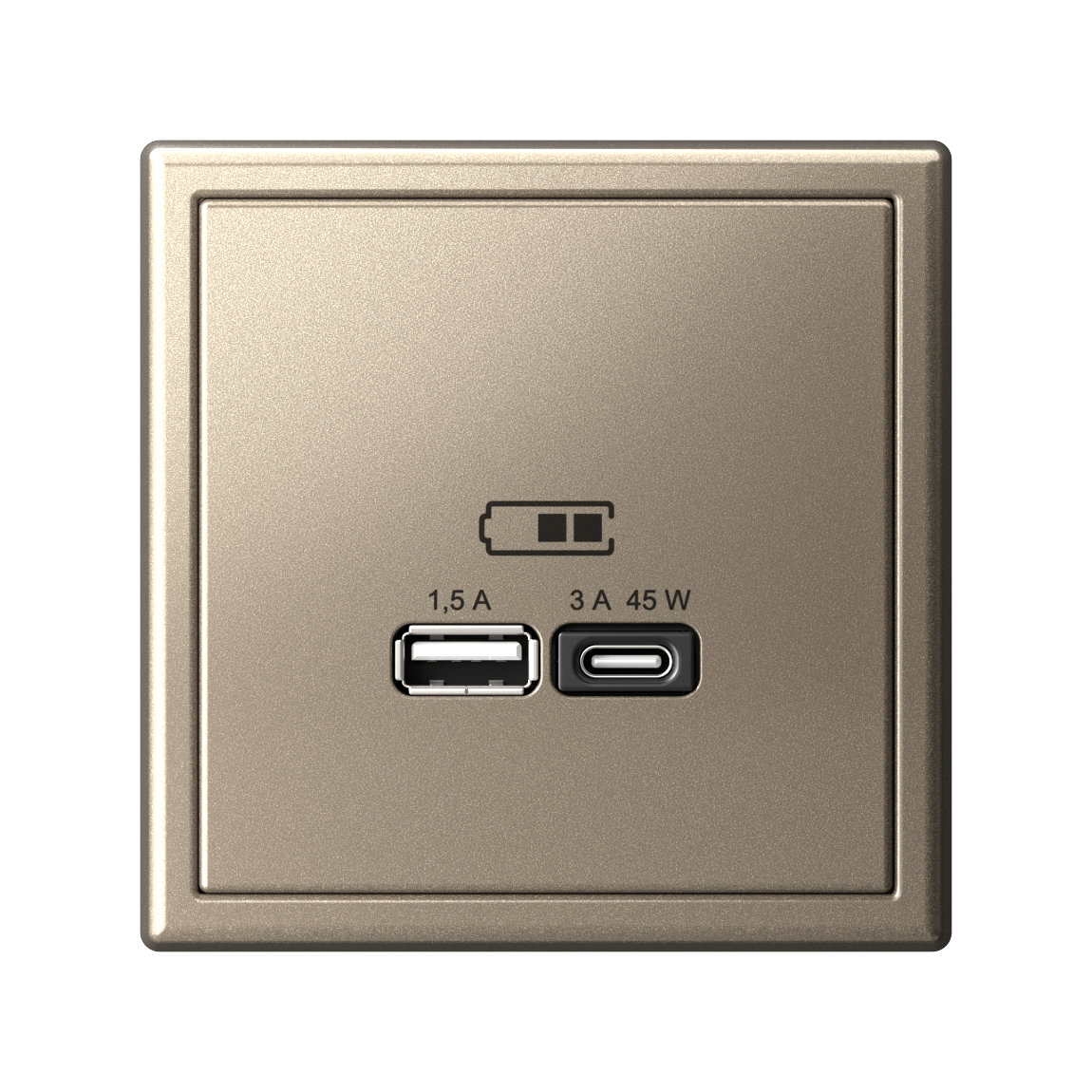 ARTGALLERY USB РОЗЕТКА A + тип-C 45Вт высокоскор.заряд. QC, PD, механизм, ШАМПАНЬ