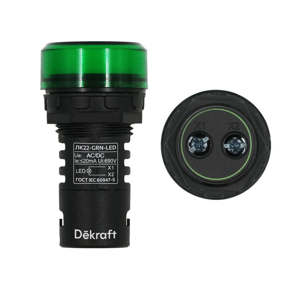 Лампа комм. ADDS D22 LED зел. 24В AC/DC ЛK-22