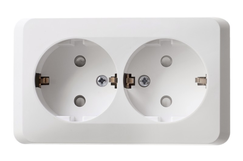 ЭТЮД О/У РОЗЕТКА двойная с заземлением со шторками, 16А, 250B, БЕЛЫЙ