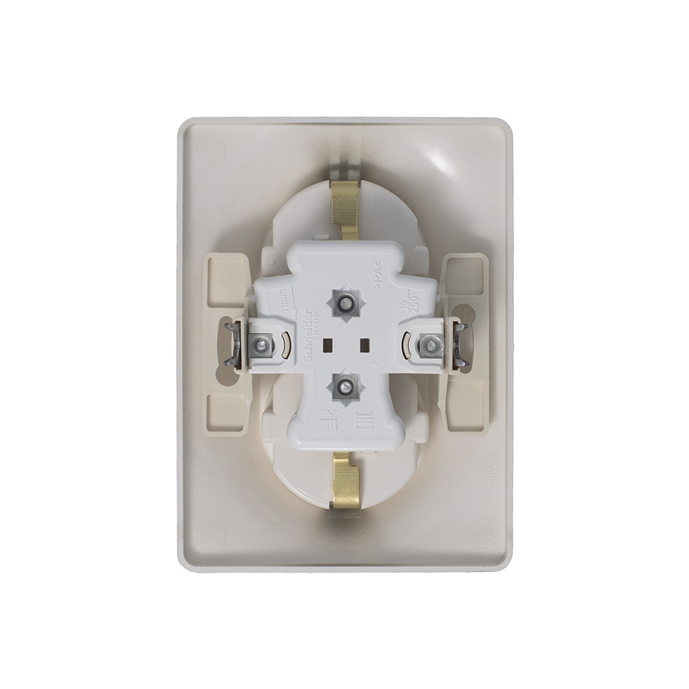 GLOSSA РОЗЕТКА двойная с заземлением без шторок, 16А, в сборе, ПЛАТИНА