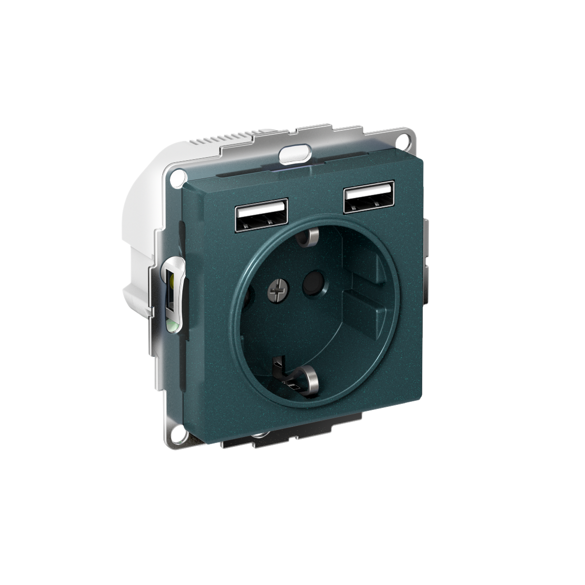 ATLASDESIGN РОЗЕТКА 16А c 2 USB A+A, 5В/2,4 А, 2х5В/1,2 А, механизм, ИЗУМРУД