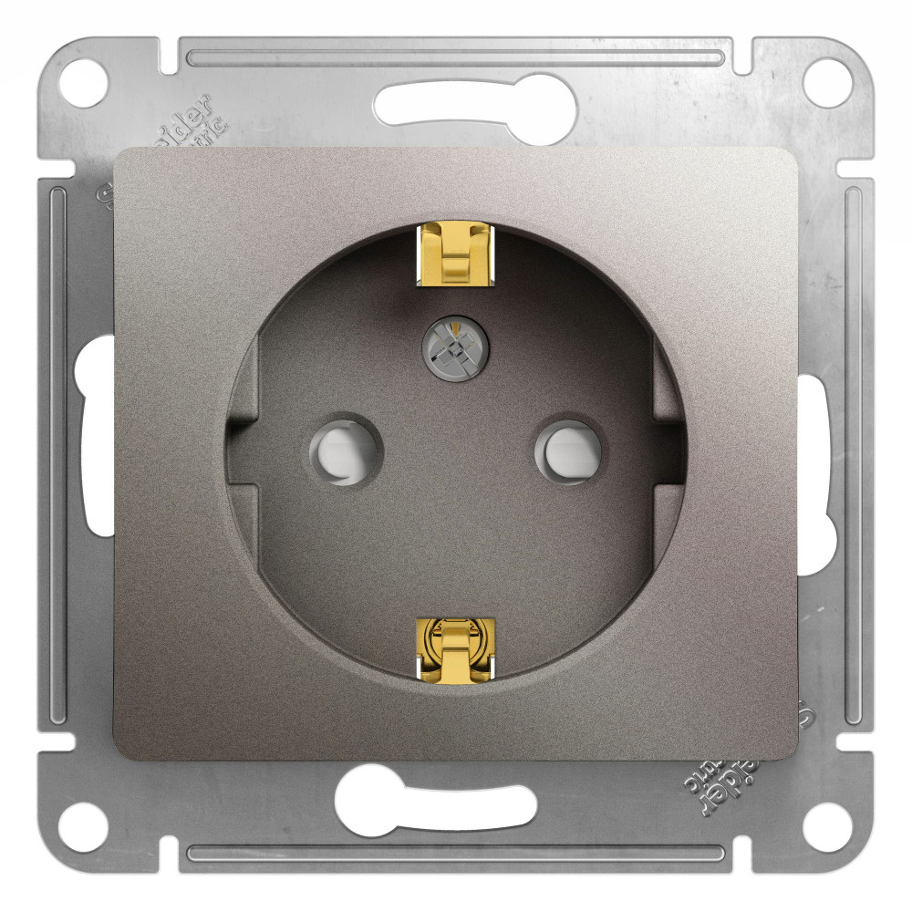 GLOSSA РОЗЕТКА с заземлением со шторками, 16А, механизм, ПЛАТИНА