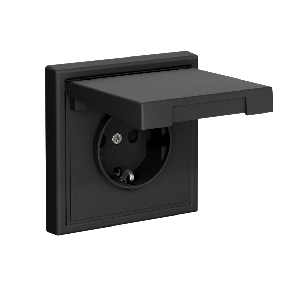 ARTGALLERY РОЗЕТКА с заземл. со шторк. с крышк., 16А, IP20,  механизм, быстрозажим. клем., КАРБОН