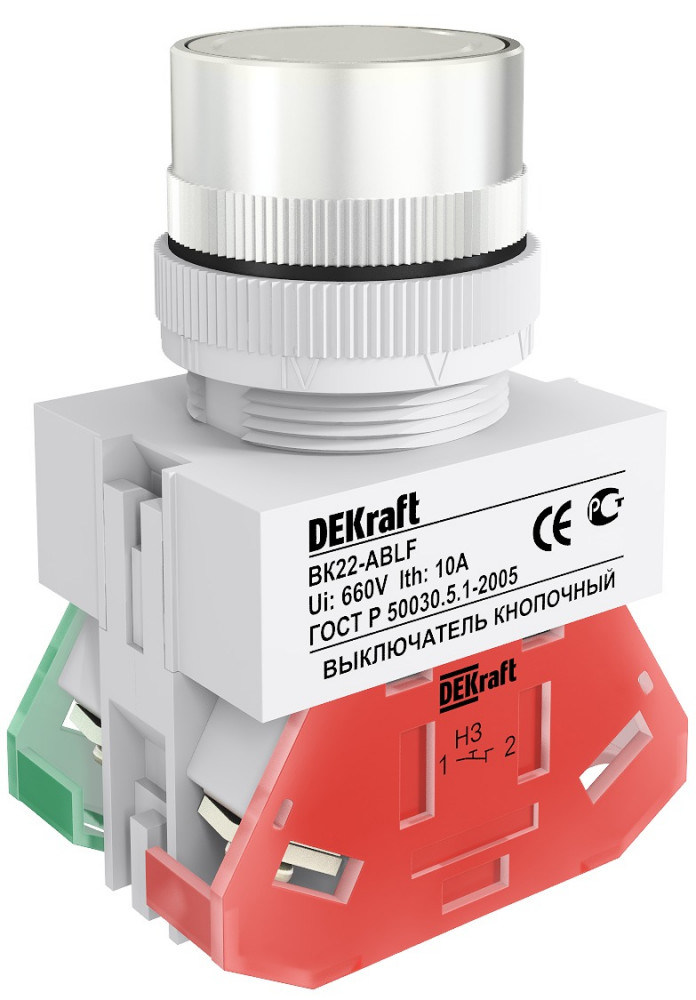Выкл. кноп. ABLF D22 БЕЛЫЙ 220В ВK-22