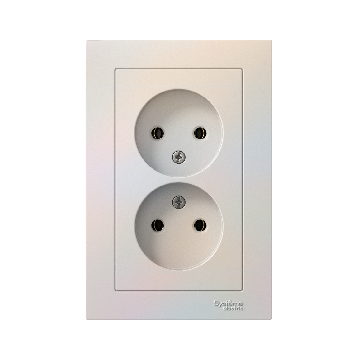 ATLASDESIGN РОЗЕТКА двойная без заземления, 16А, в сборе, ЖЕМЧУГ