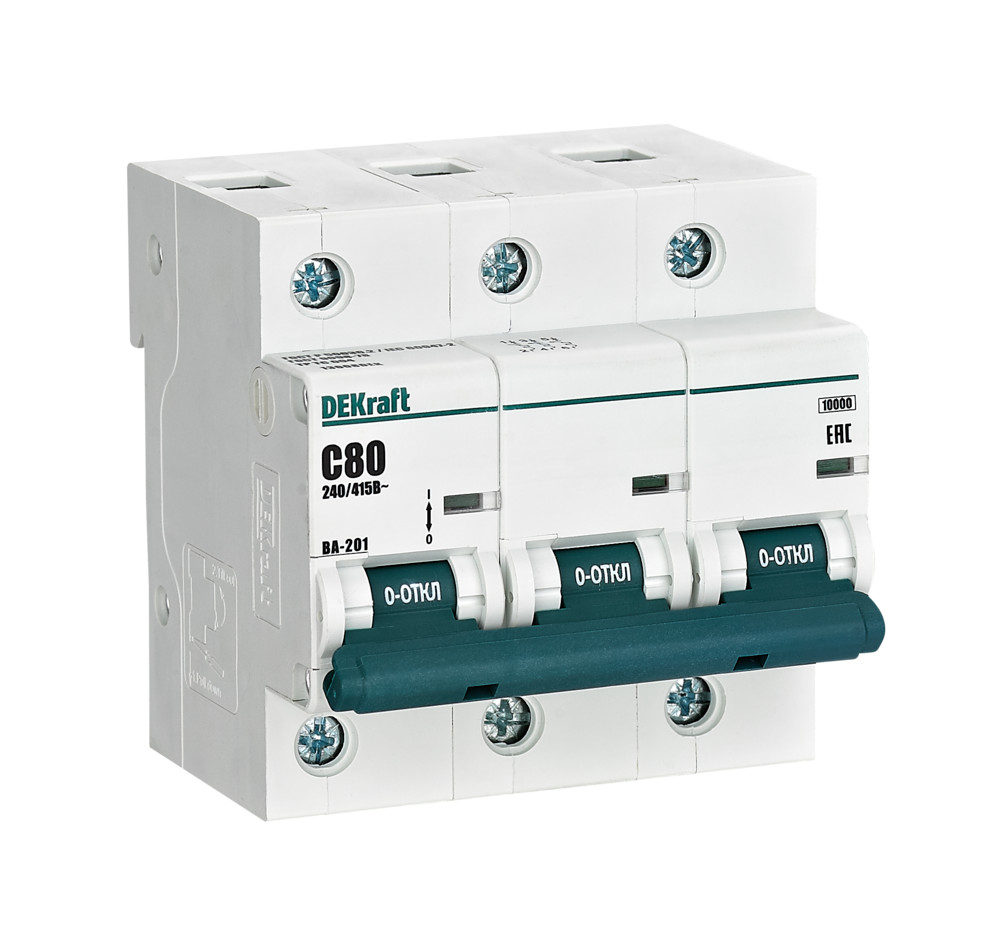 Автоматический выключатель ВА-201 3P 80А C 10кА