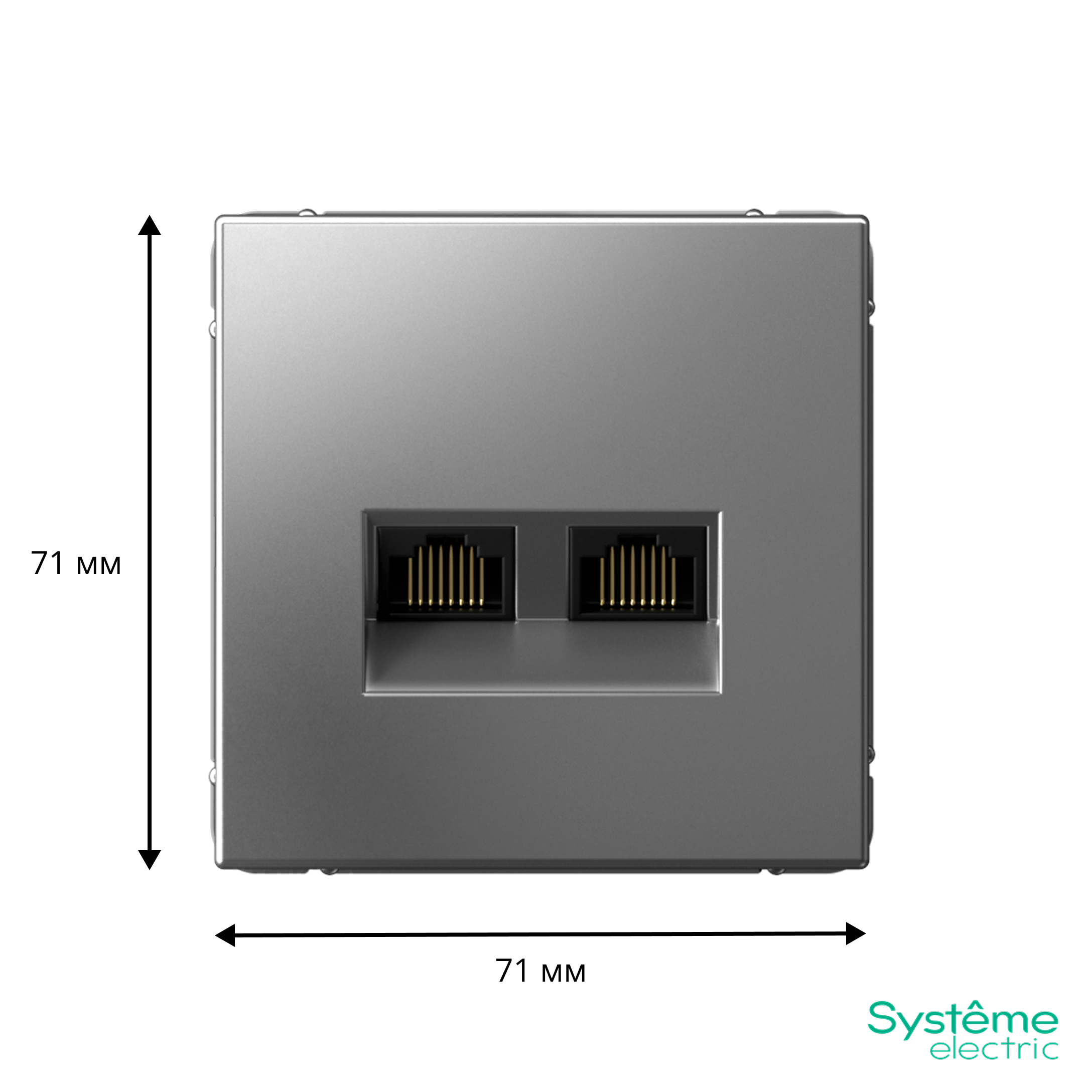 ARTGALLERY РОЗЕТКА двойная компьютерная RJ45+RJ45, кат.6А, механизм, СТАЛЬ