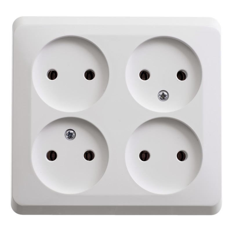 ЭТЮД О/У РОЗЕТКА 4-местная без заземления без шторок, 16А, 250В, БЕЛЫЙ