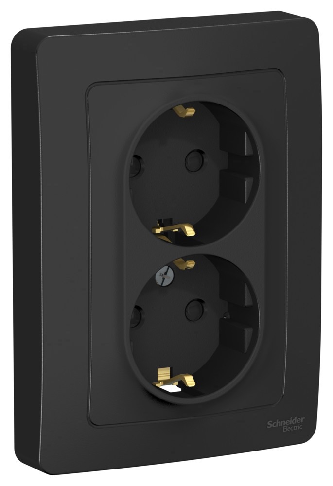 Розетка Schneider Electric BLANCA 2х-мест. заземл.+шторки С/У 16А/250В АНТРАЦИТ