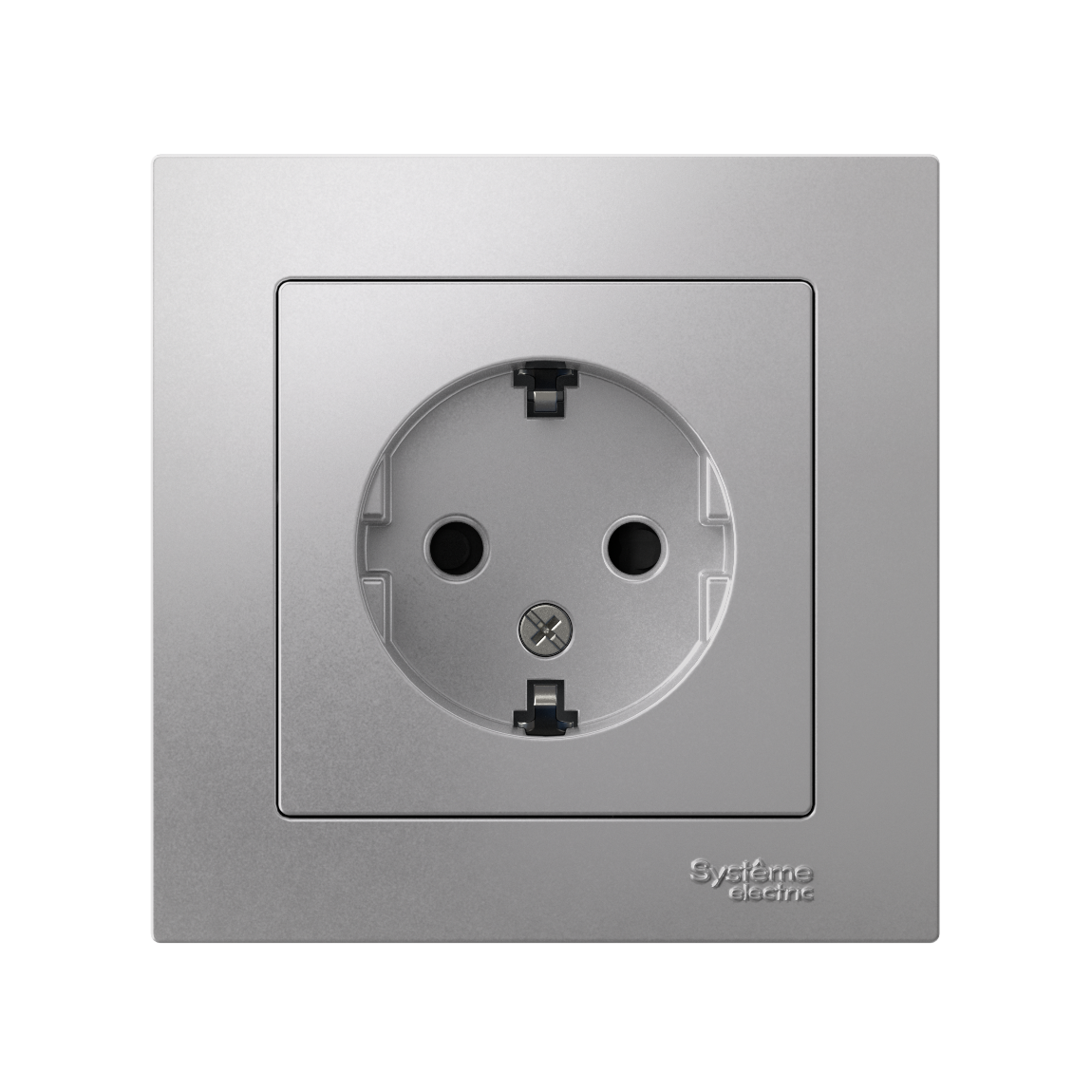 ATLASDESIGN РОЗЕТКА с заземлением со шторками, 16А, в сборе, АЛЮМИНИЙ