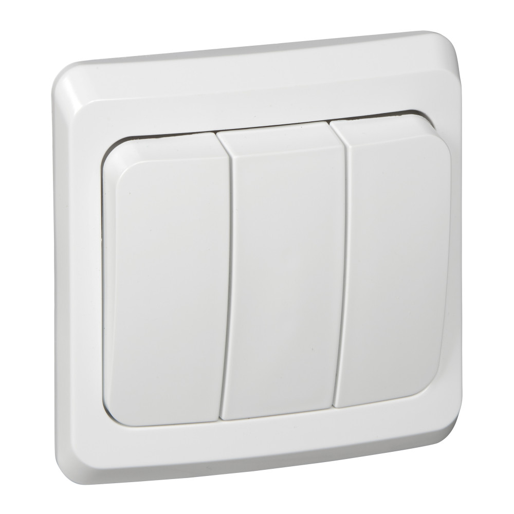 ЭТЮД С/У 3-клавишный ВЫКЛЮЧАТЕЛЬ 10 АХ, БЕЛЫЙ