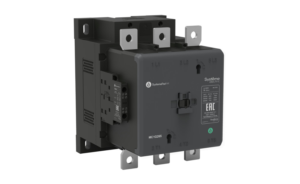 Контактор SystemePact MC1G265EHE Systeme Electric, 3п, 265А, 132кВт(400В), 48-130 В AC/DC, 2НО+2НЗ
