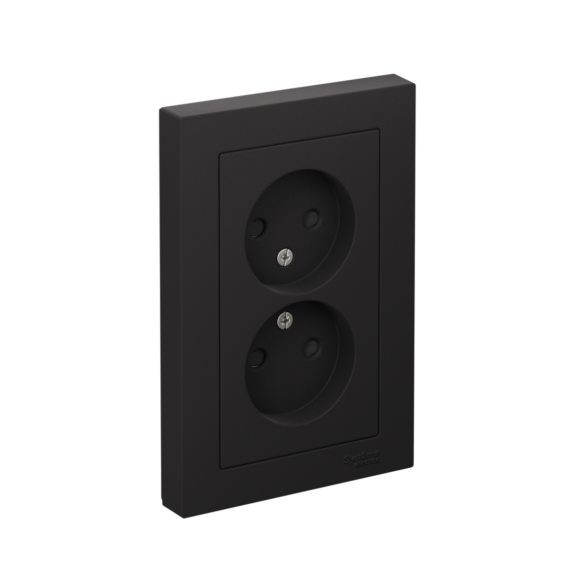 ATLASDESIGN РОЗЕТКА двойная без заземления со шторками, 16А, в сборе, КАРБОН