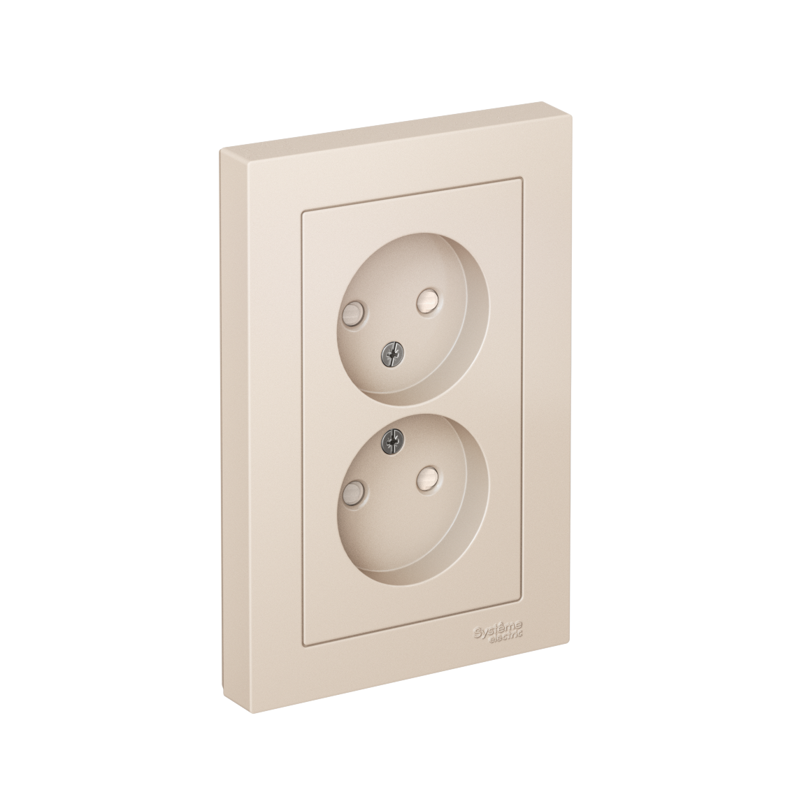 ATLASDESIGN РОЗЕТКА двойная без заземления со шторками, 16А, в сборе, БЕЖЕВЫЙ