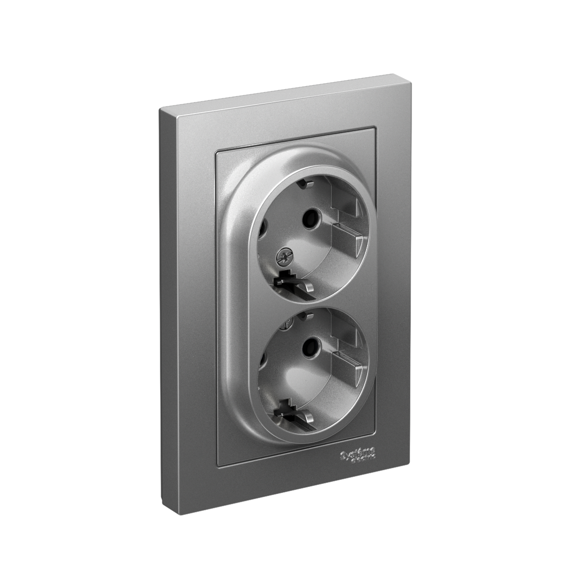 ATLASDESIGN РОЗЕТКА двойная с заземлением без шторок, 16А, в сборе, СТАЛЬ