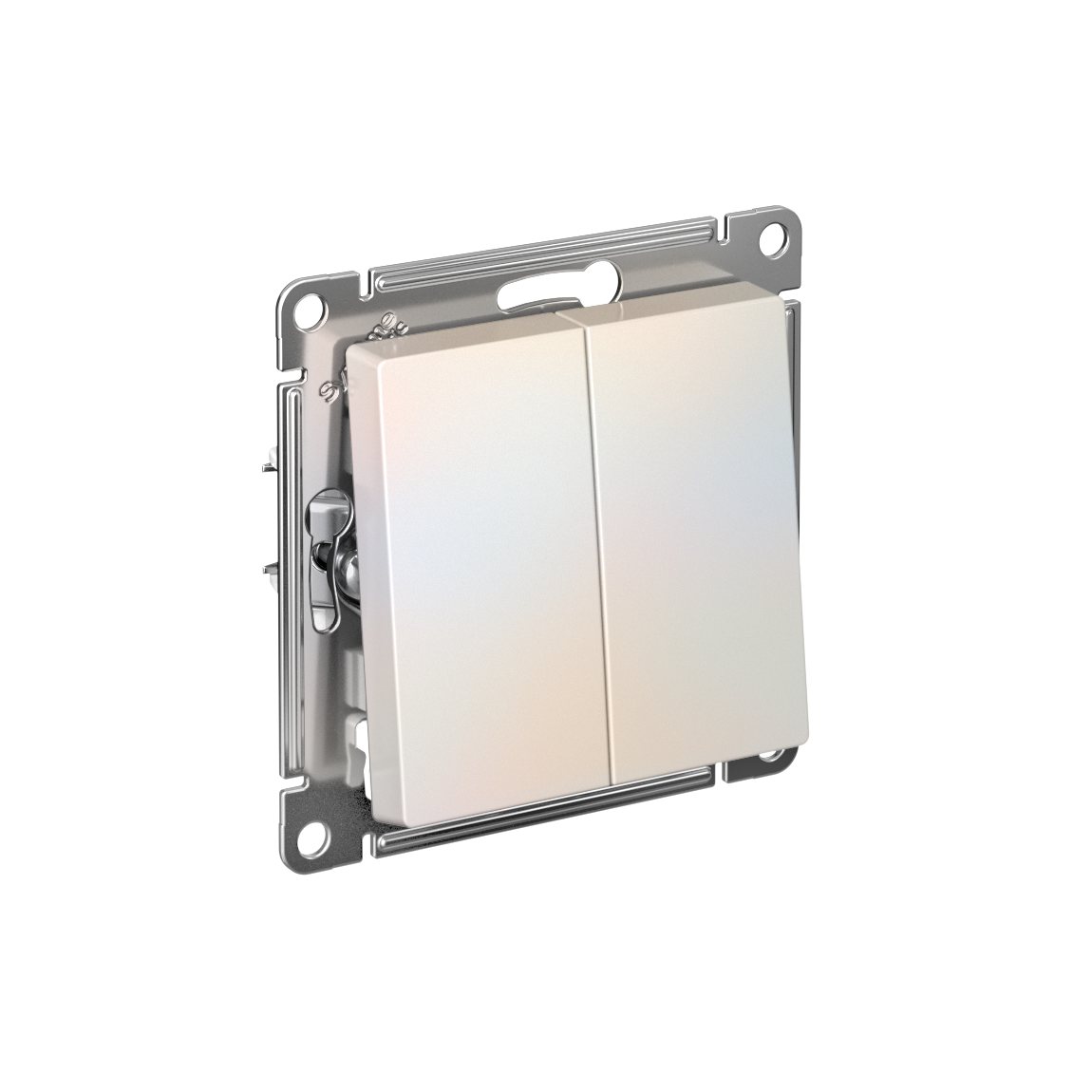 ATLASDESIGN 2-клавишный ВЫКЛЮЧАТЕЛЬ, сх.5, 10АХ, мех., быстрозажим. клем., ЖЕМЧУГ