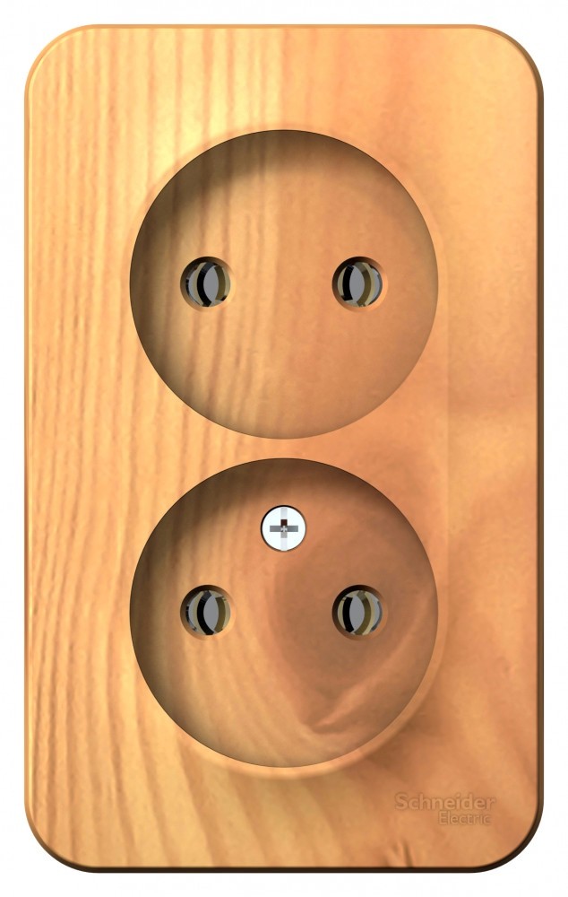 BLANCA О/У РОЗЕТКА двойная без заземления без шторок, ИЗОЛ.ПЛ., 16А, 250В, ЯСЕНЬ