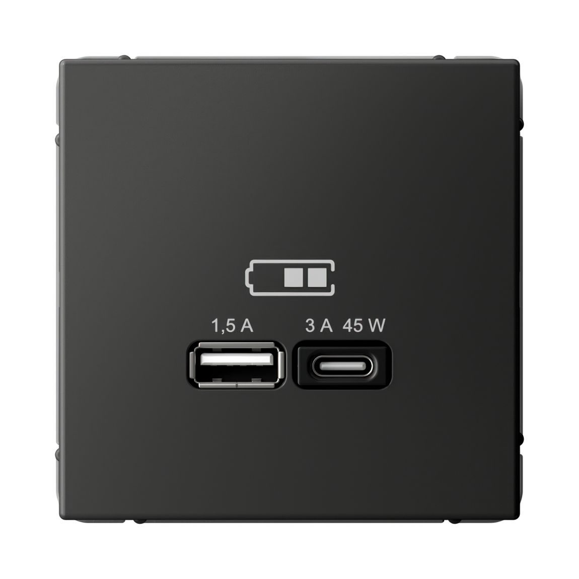 GAL001429 ARTGALLERY USB розетка A + тип-C 45Вт высокоскор.заряд. QC, PD, механизм, базальт (1 шт)