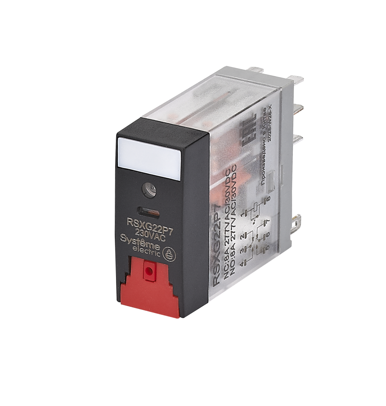 Реле 8A 2CO 230VAC тест кнопка LED