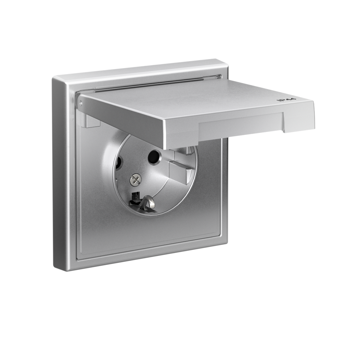 ARTGALLERY РОЗЕТКА с заземл. со шт. с крышк, 16А, IP44, механизм, АЛЮМИНИЙ