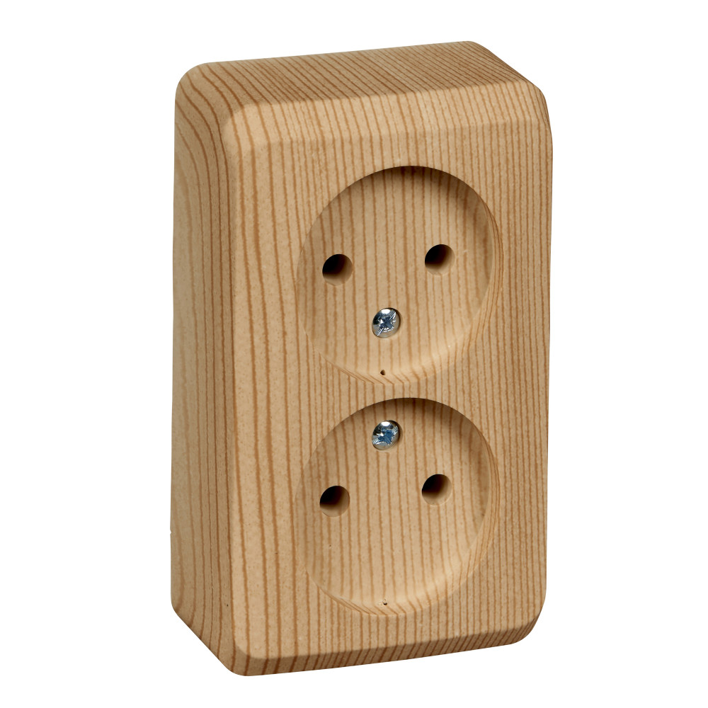 ЭТЮД О/У РОЗЕТКА двойная без заземления без шторок, 16А, 250B, СОСНА