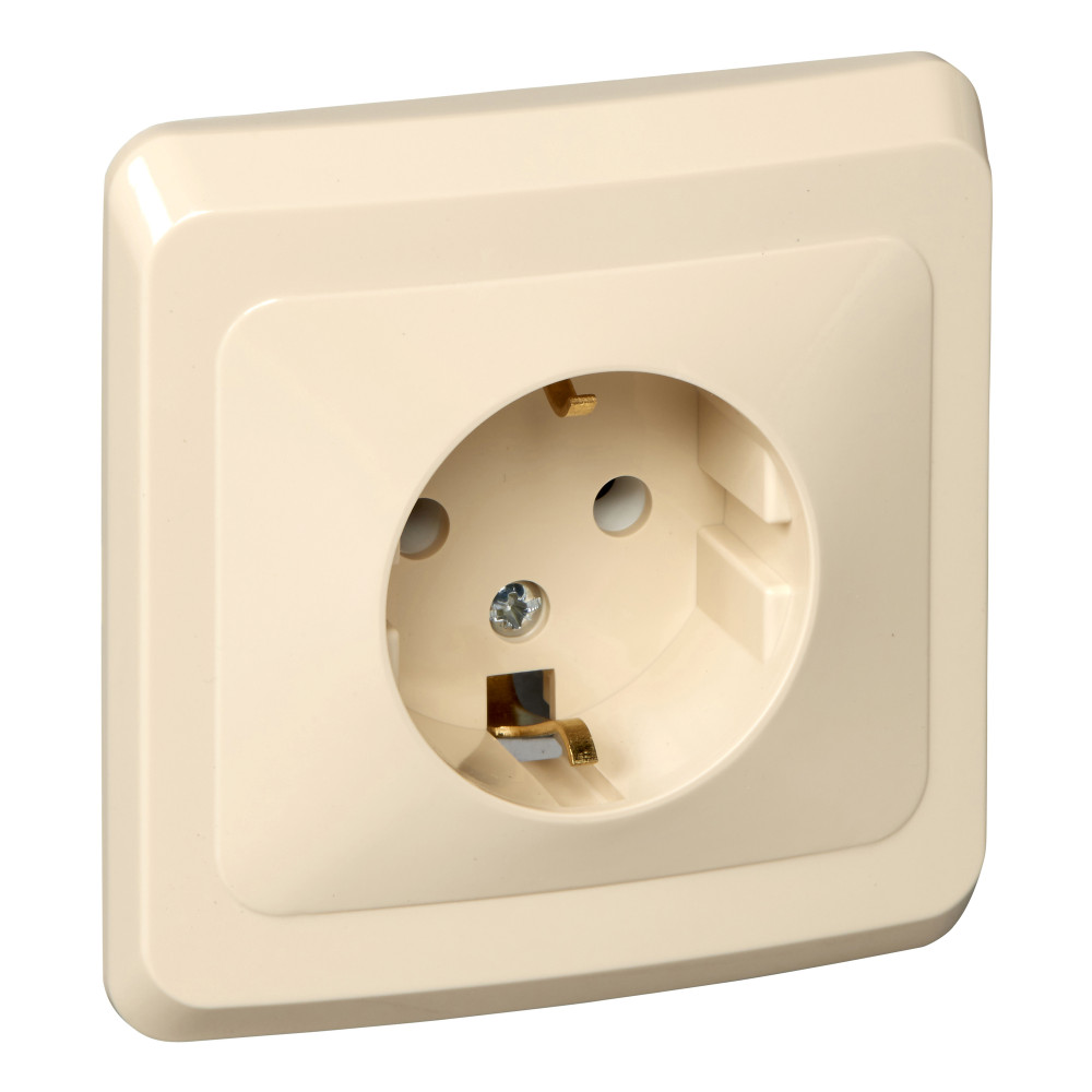 ЭТЮД С/У РОЗЕТКА с заземлением без шторок, 16А, 250B, КРЕМОВЫЙ