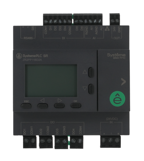 Интеллектуальное реле SR2; 24 VDC; дисплей; 12 IO: 6 DI, 4 DO (реле); 2 AI; 1xRS485, 1xRJ45