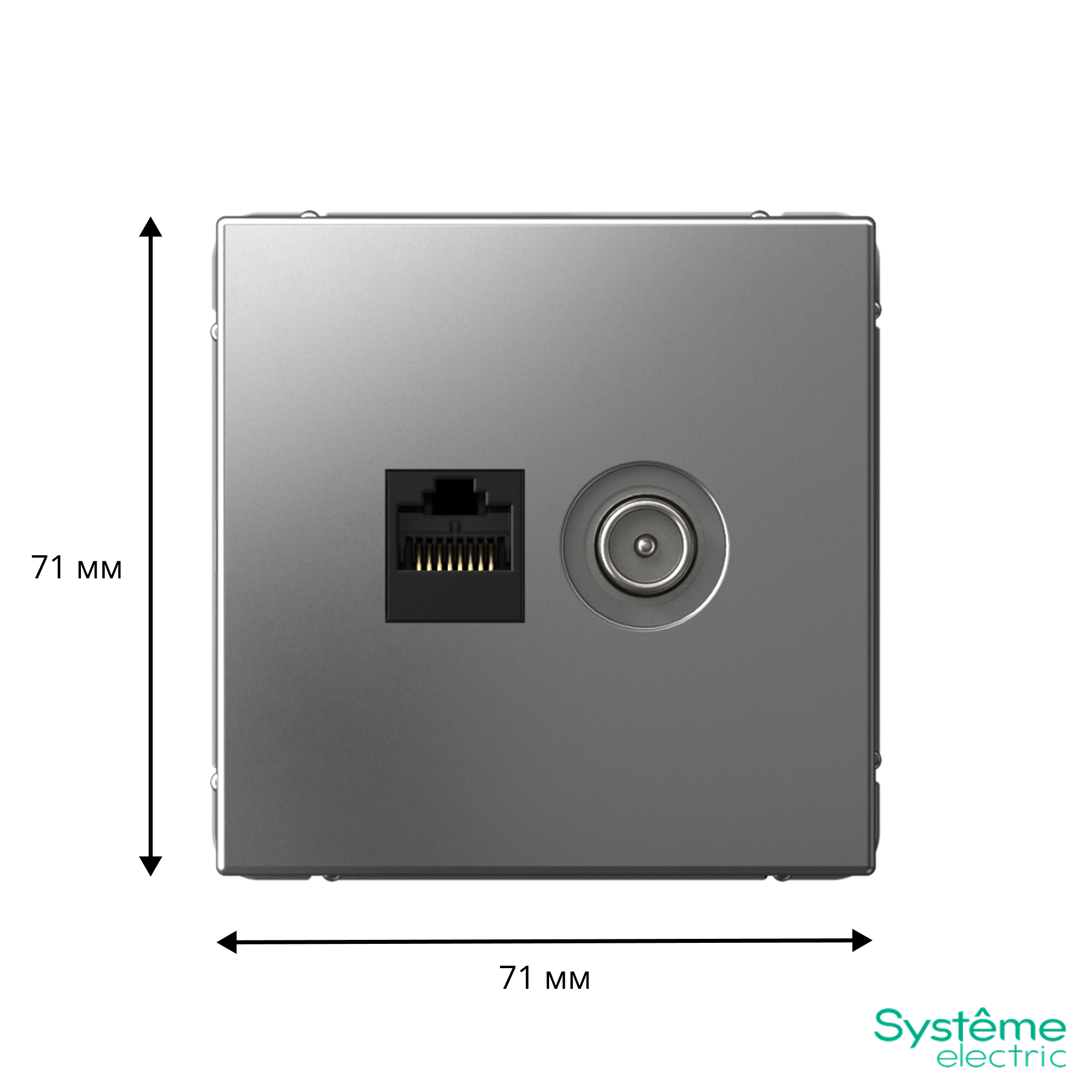 ARTGALLERY РОЗЕТКА двойная ТВ + компьютерная RJ45, кат. 5Е, СТАЛЬ