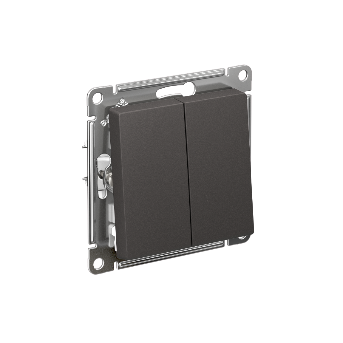 ATLASDESIGN 2-клавишный ВЫКЛЮЧАТЕЛЬ КНОПОЧНЫЙ, сх.5, 10А, механизм, БАЗАЛЬТ