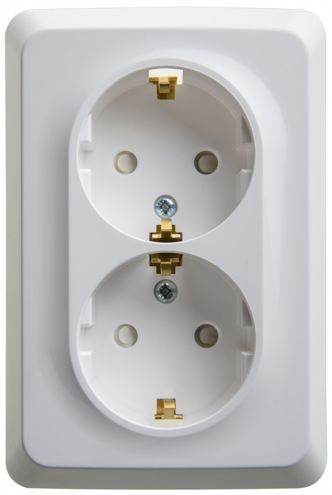 ЭТЮД С/У РОЗЕТКА двойная с заземлением со шторками, 16А, 250B, БЕЛЫЙ