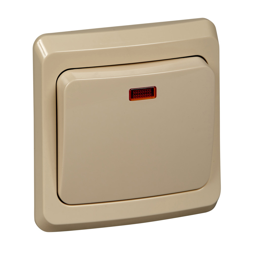 ЭТЮД С/У 1-клавишный ВЫКЛЮЧАТЕЛЬ с подсветкой 10 АХ, КРЕМОВЫЙ