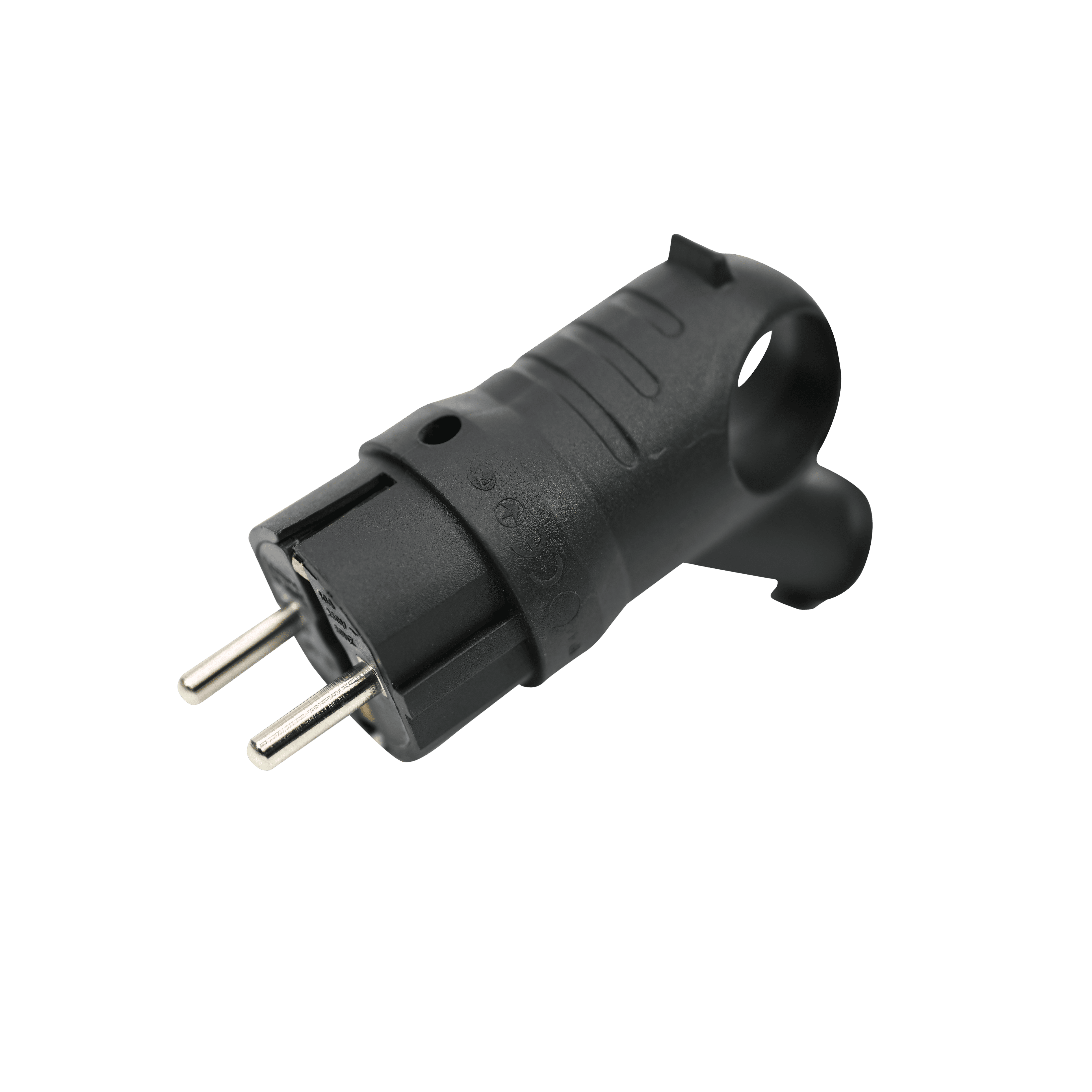 MULTISET Вилка 2К+З угловая каучуковая 16 А/250 В IP44 ЧЁРНАЯ