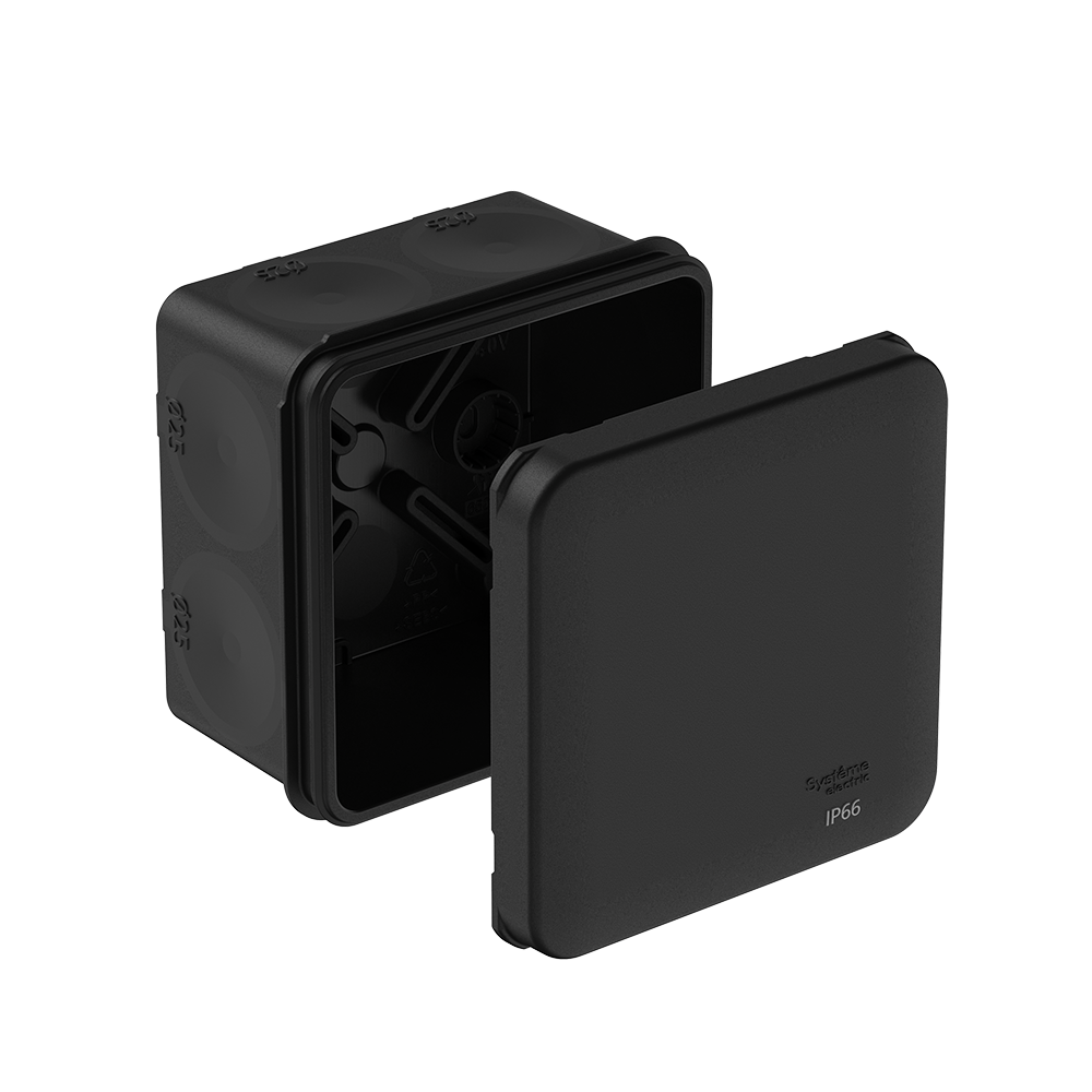 MULTIBOX Коробка распред. 70х70х42 IP66 с 8 мембр. вводами D25, под пистолет ЧЁРНАЯ (со стикером)