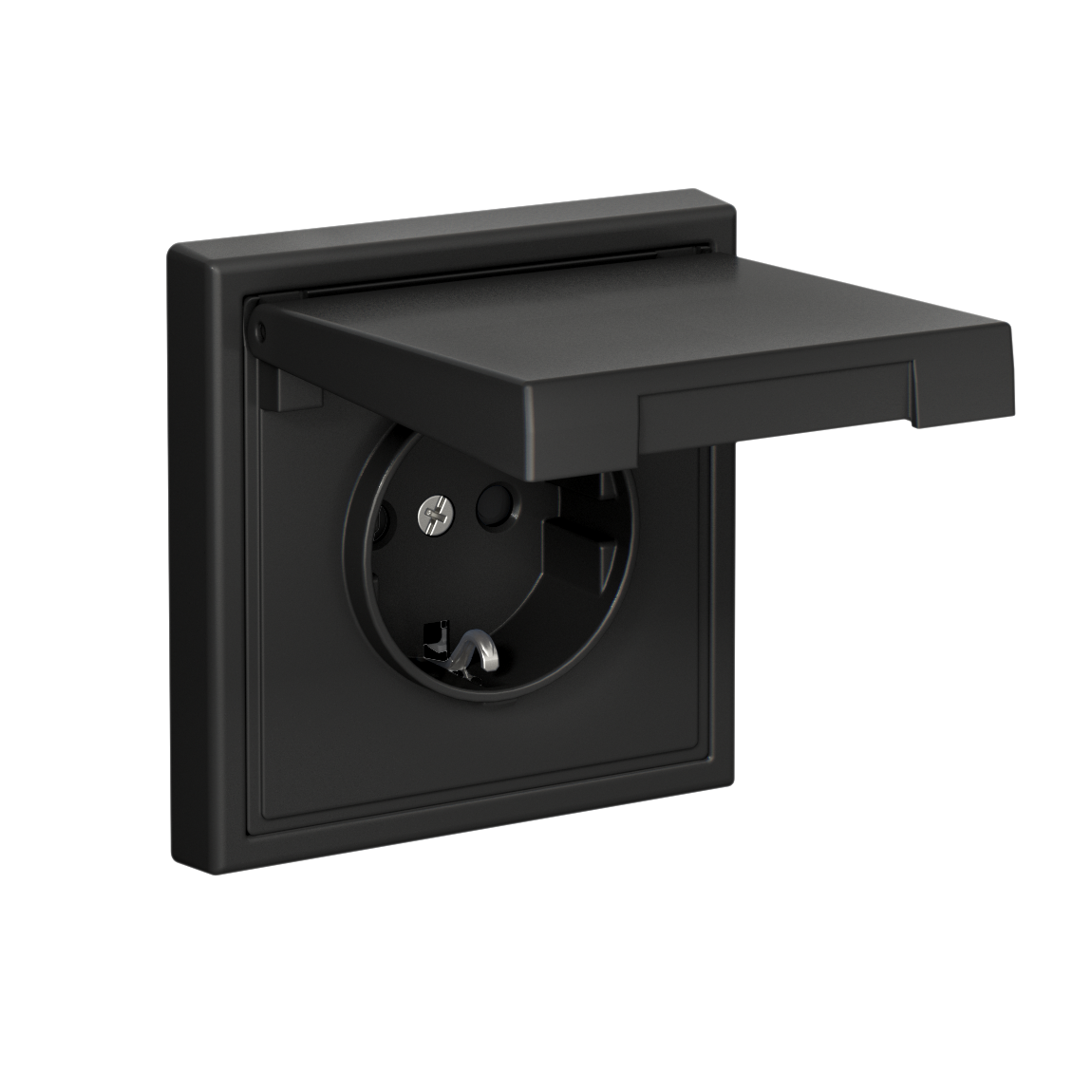 ARTGALLERY РОЗЕТКА с заземл. со шторк. с крышк., 16А, IP20,  механизм, быстрозажим. клем., БАЗАЛЬТ