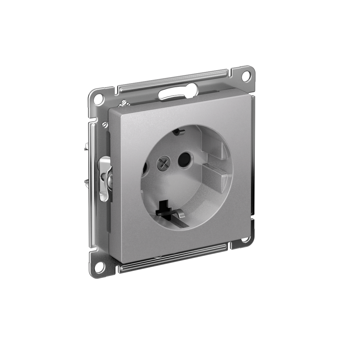 ATLASDESIGN РОЗЕТКА с заземлением со шторками, 16А, механизм, быстрозажим. клем., АЛЮМИНИЙ