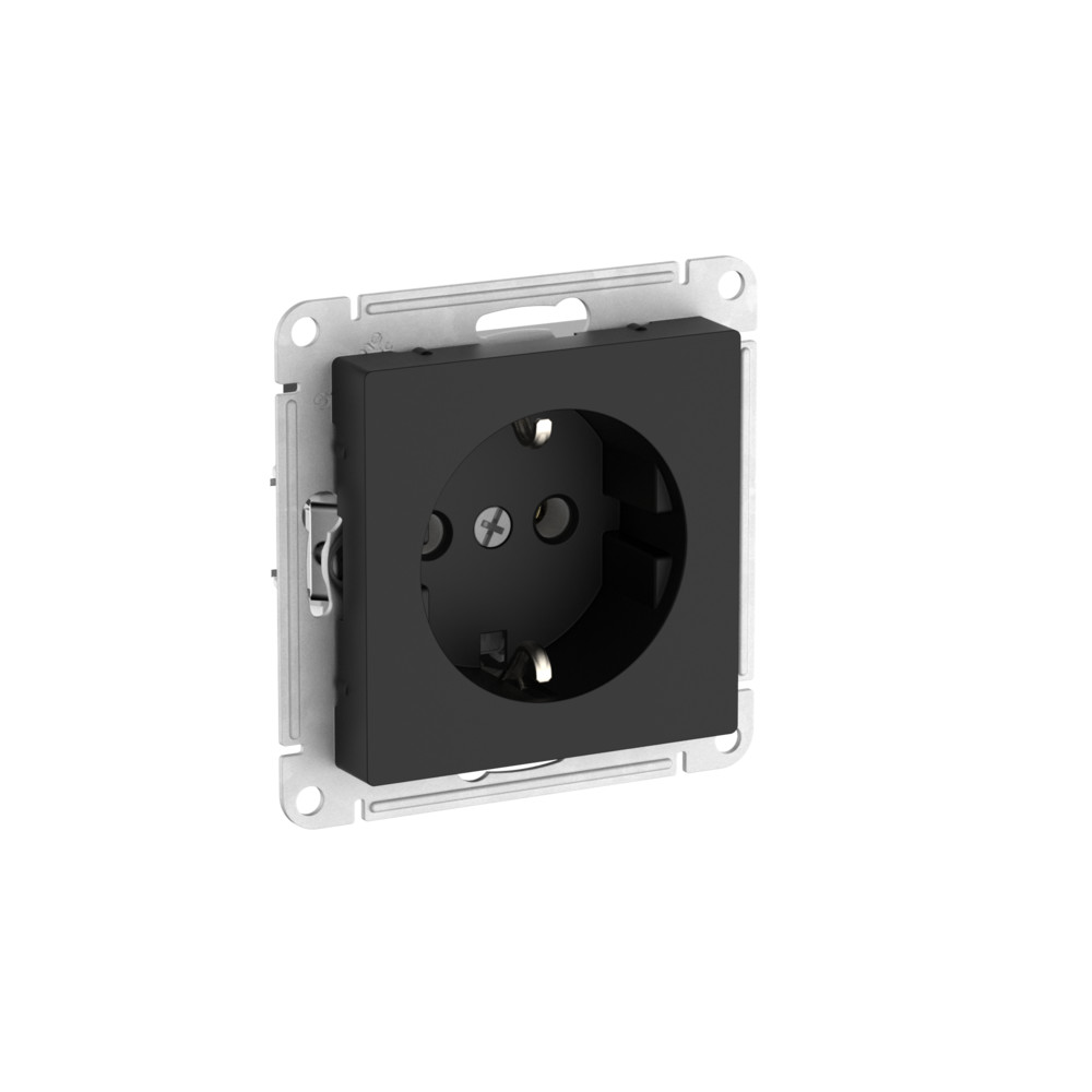 ATLASDESIGN РОЗЕТКА с заземлением без шторок, 16А, мех., быстрозажим. клем., КАРБОН