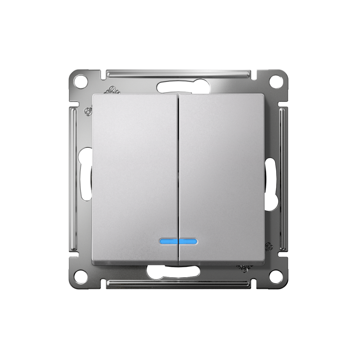 ATLASDESIGN 2-клавишный ВЫКЛЮЧАТЕЛЬ с подсветкой, сх.5а, 10АХ, механизм, АЛЮМИНИЙ