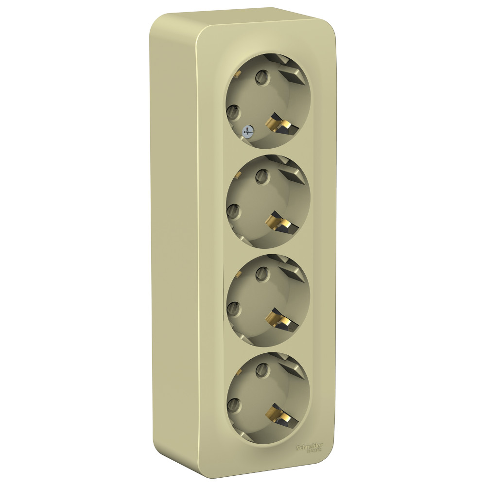 BLANCA О/У РОЗЕТКА 4-я с заземлением со шторками, ИЗОЛ.ПЛ., 16А, 250В, БЕЖЕВЫЙ