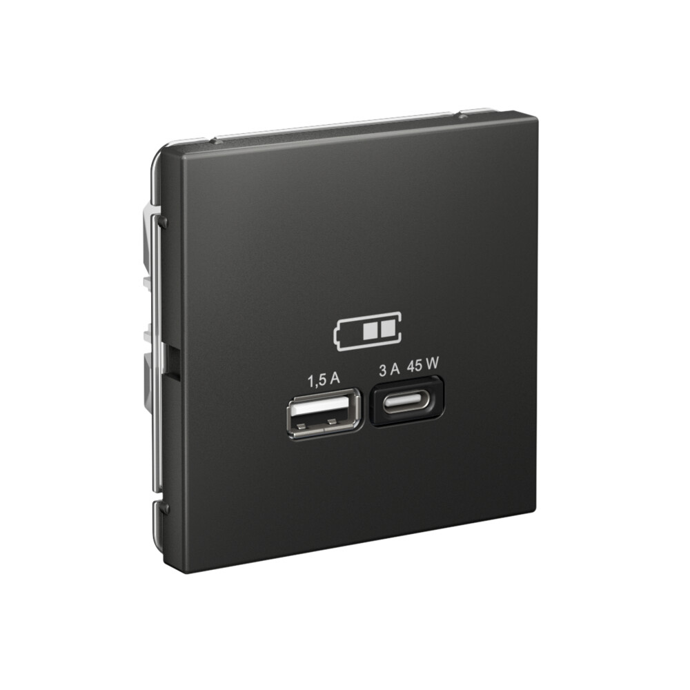 ARTGALLERY USB РОЗЕТКА A + тип-C 45Вт высокоскор.заряд. QC, PD, механизм, БАЗАЛЬТ