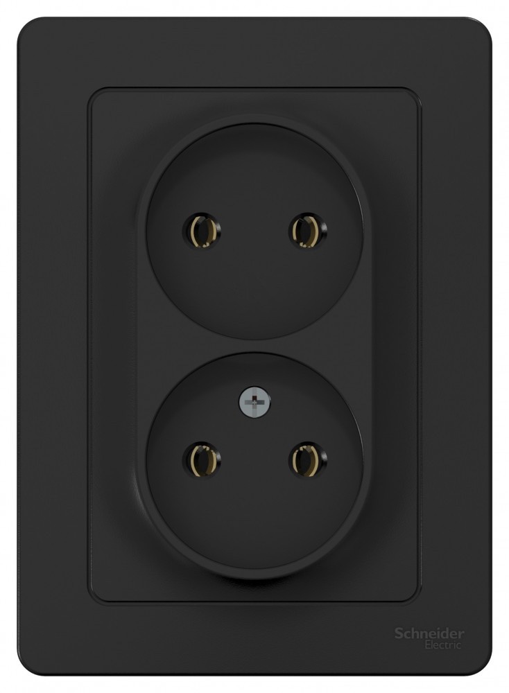 BLANCA С/У РОЗЕТКА двойная без заземления без шторок, 16А, 250В, АНТРАЦИТ