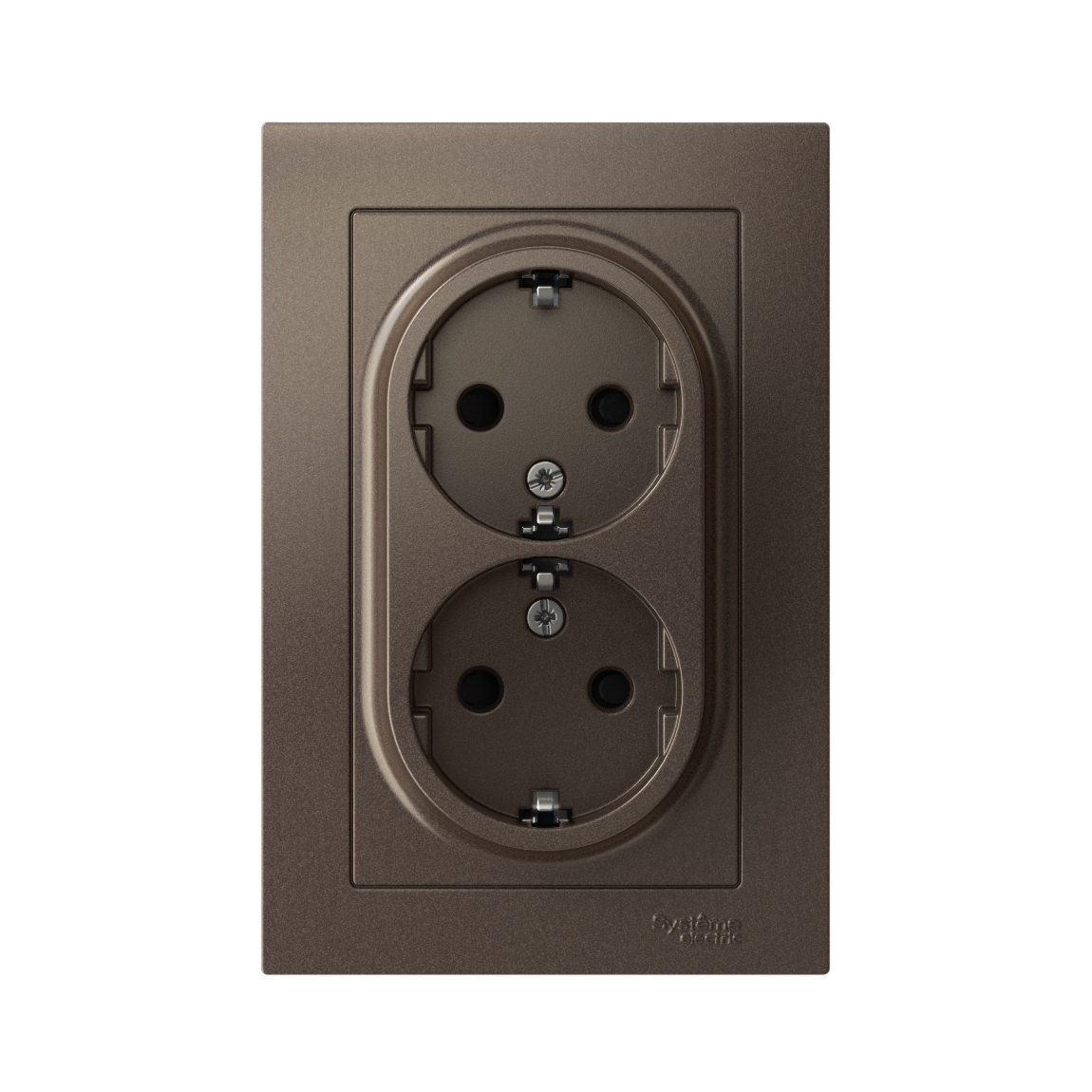 ATLASDESIGN РОЗЕТКА двойная с заземлением со шторками, 16А, в сборе, МОККО