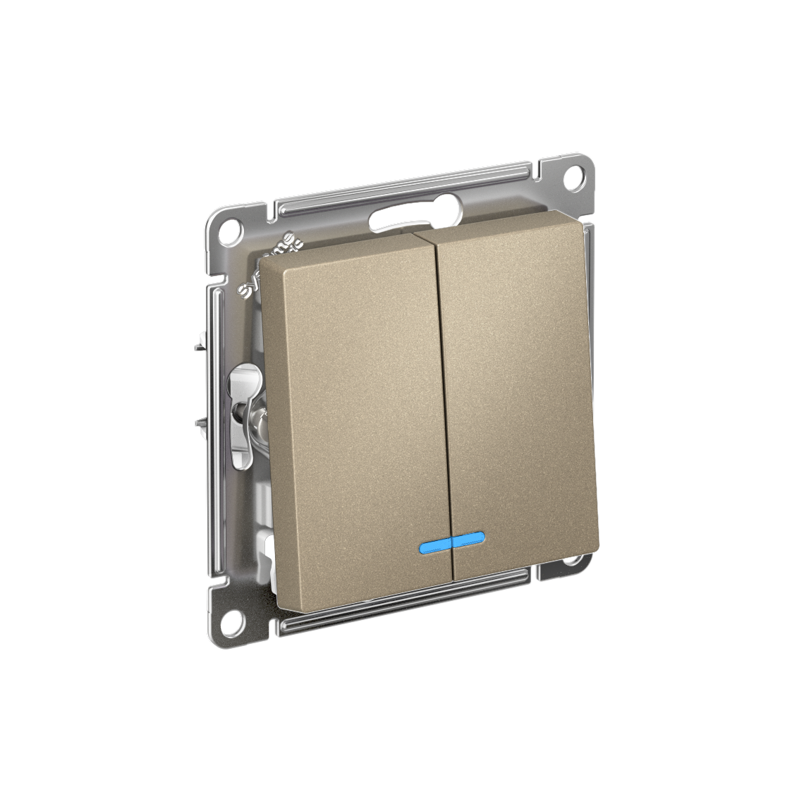 ATLASDESIGN 2-клавишный ВЫКЛЮЧАТЕЛЬ с подсветкой, сх.5а, 10АХ, механизм, ШАМПАНЬ