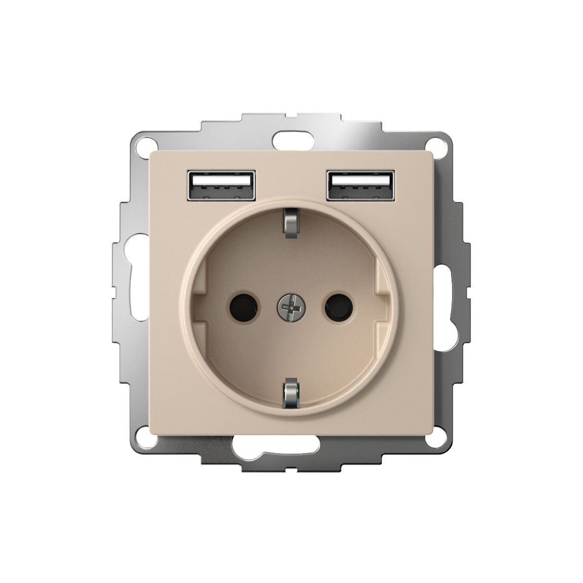 ATLASDESIGN РОЗЕТКА 16А c 2 USB A+A, 5В/2,4А, 2х5В/1,2А, механизм, ПЕСОЧНЫЙ