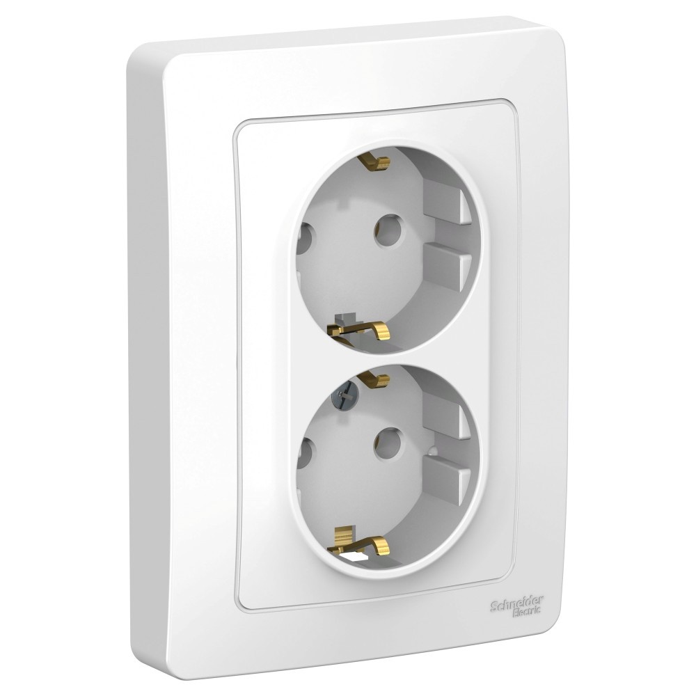 BLANCA С/У РОЗЕТКА двойная с заземлением без шторок, 16А, 250В, БЕЛЫЙ