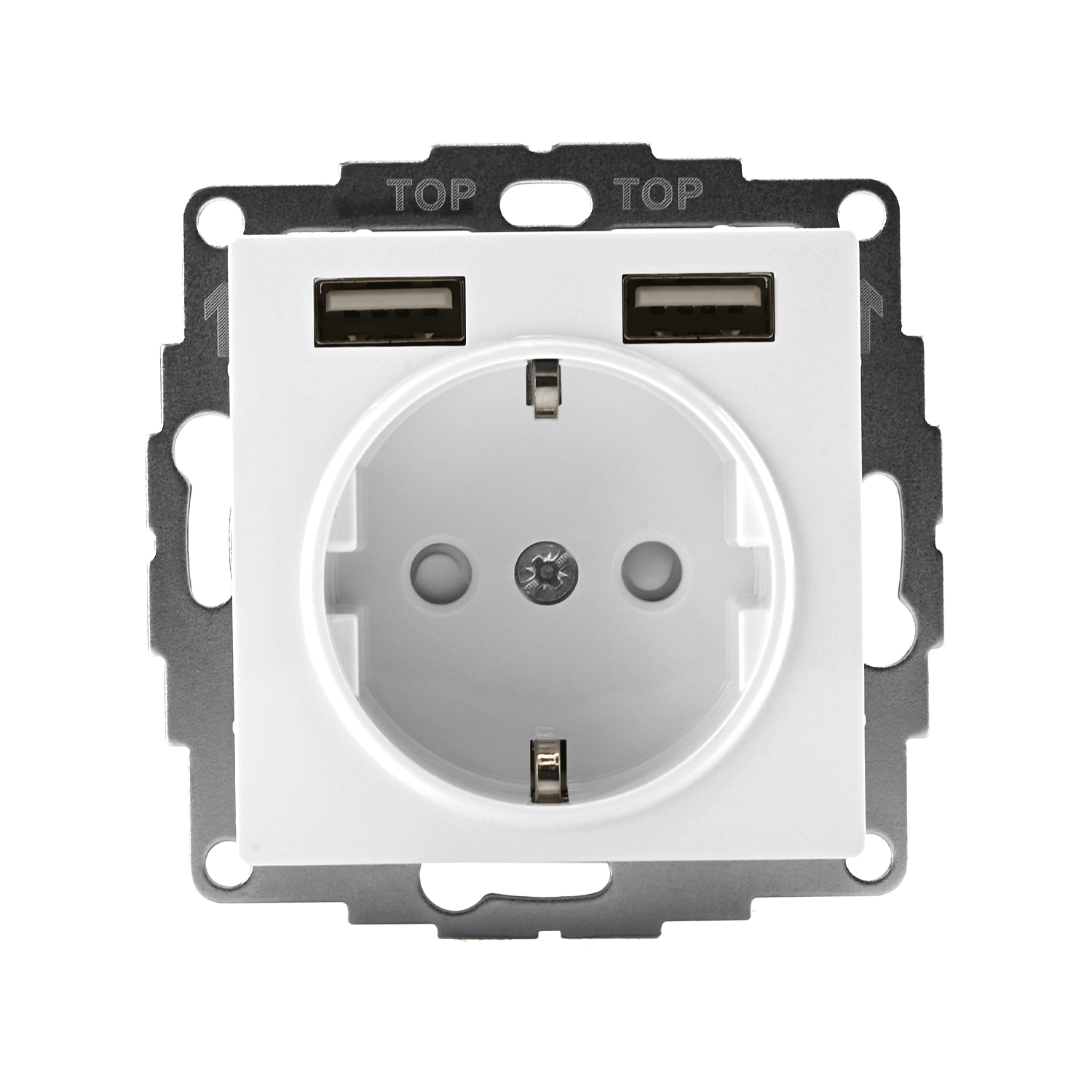 ATLASDESIGN РОЗЕТКА 16А c 2 USB A+A, 5В/2,4А, 2х5В/1,2А, механизм, БЕЛЫЙ